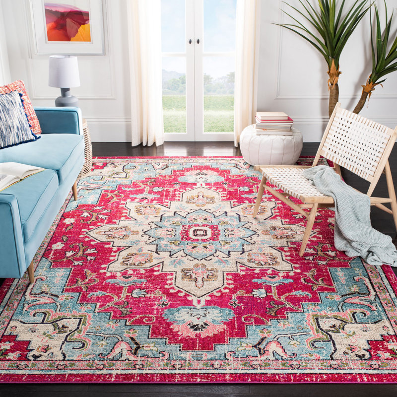Tapis fuchsia / bleu Felty, Rectangulaire 3 pi x 5 pi