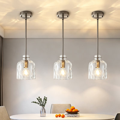 Luminaire suspendu 1 lumière à abat-jour en verre martelé 1 lumière