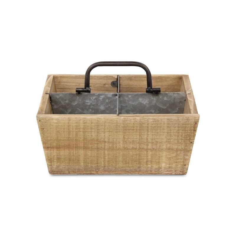 Caisse en bois massif 4 fentes, Brun