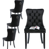 High-end Tufted Velvet Upholstered Nailhead Dining Chair (Set of 4)