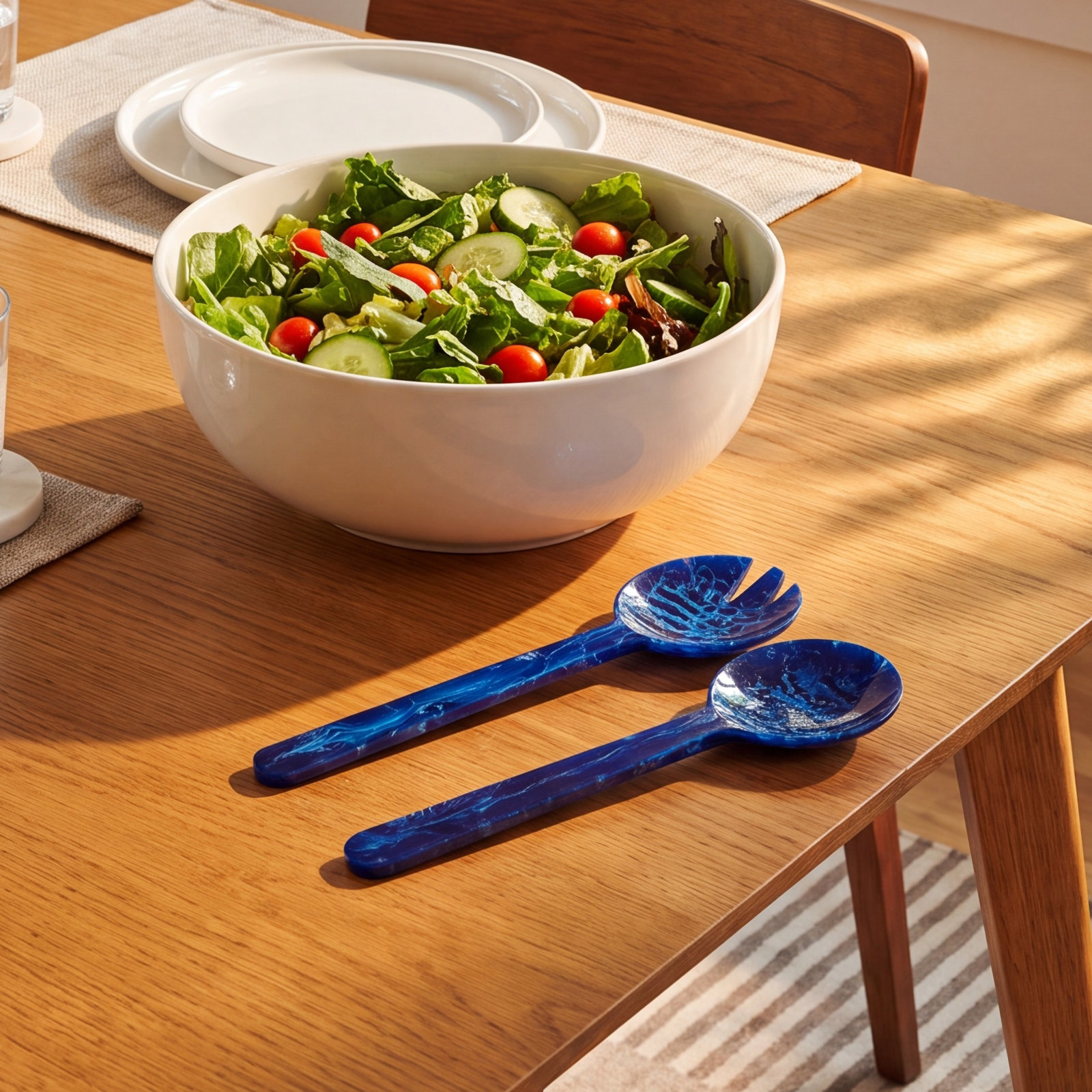 2-Piece Resin Salad Server Set, Blue