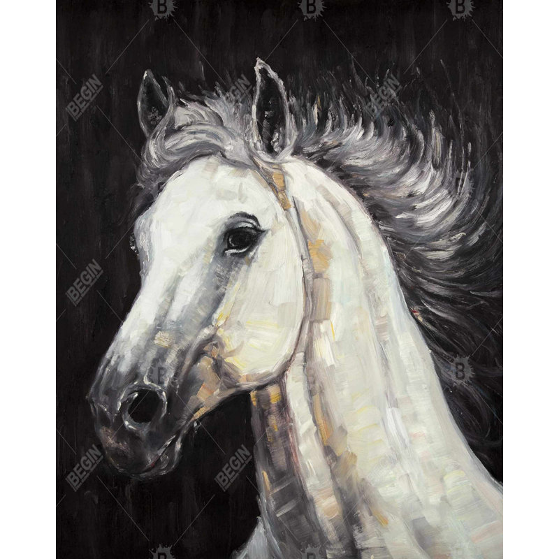 Cheval étoile blanche - toile encadrée 48 po x 60 po
