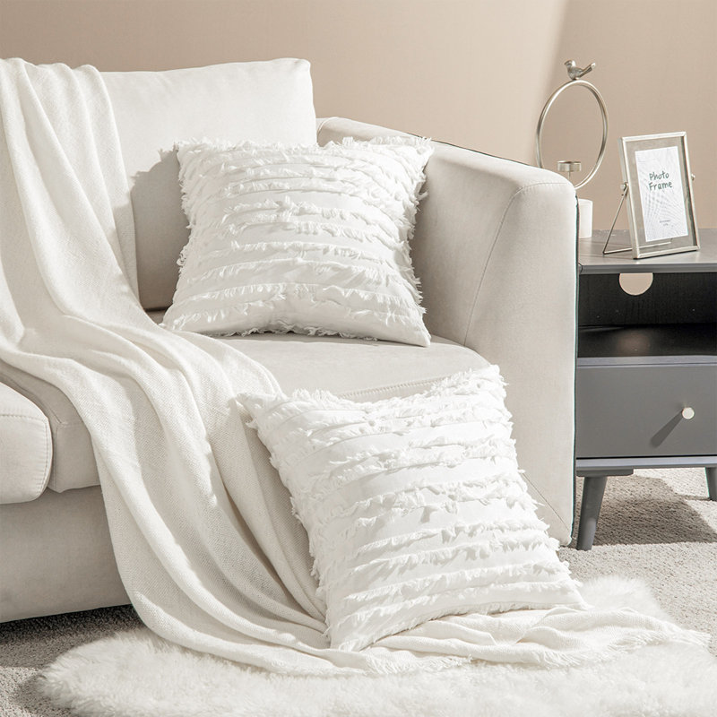 Housse de coussin carrée, Blanc, H 18 po x l 18 po