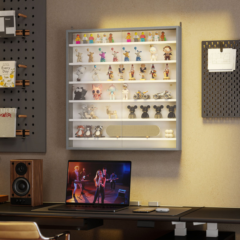 Vitrine à tablettes murales de 7 étages