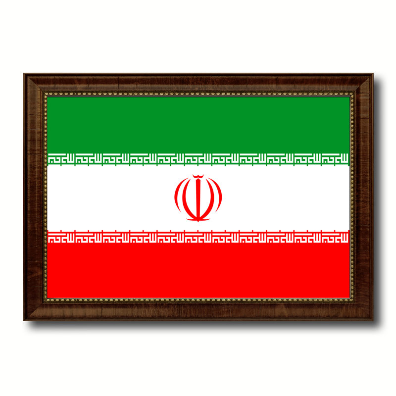 « iran country flag », impression sur toile encadrée, H 15 po x l 21 po x P 1 po, Encadrement brun