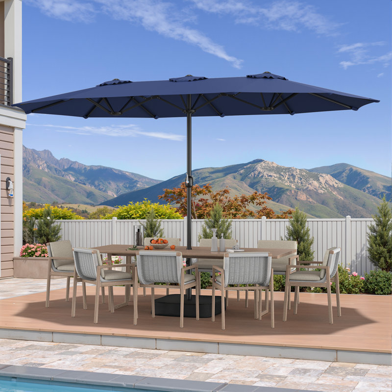 Parasol de marché rectangulaire avec base Yoko 15 pi x 9 pi, Bleu