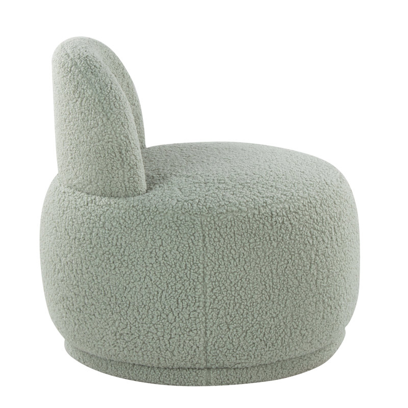 Alara Side Chair with Sherpa Fabric, Green Fabric