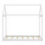 Lit simple en forme de maison au sol, structure de lit basse en bois massif avec toit-1825194262
