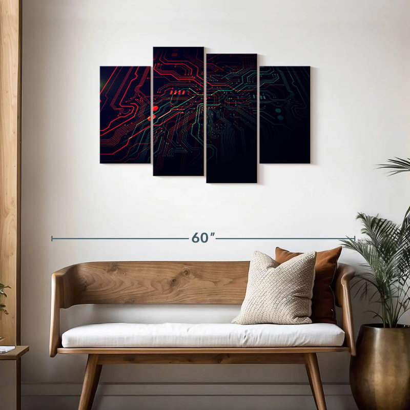 Keiri Glowing Circuit Board, 27"H x 43"W