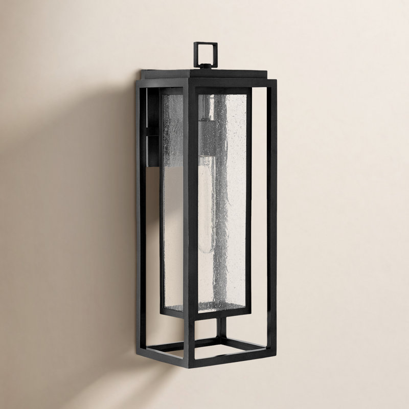 Gammett Outdoor Wall Mount Lantern with Anti-Fade Finish, 20" H x 7" W x 7" D, Black