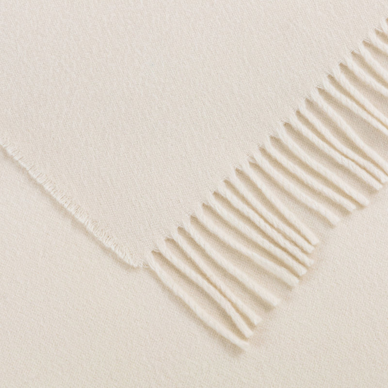 Pure Cashmere Hand Woven Throw Blanket, Milk