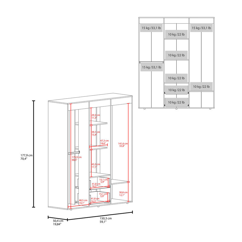 Armoire 4 portes en chêne naturel, Chêne
