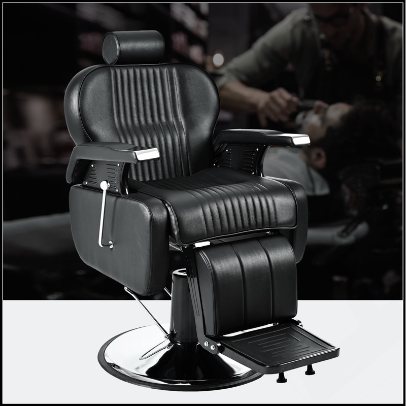 Heavy Duty Reclining Barber Chair With 360° Swivel, Height Adjustable, And Reinforced Stitching For Professional Salons