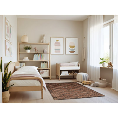 Machine Washable Persian Brown Area Rug