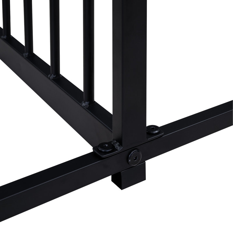 Lit plateforme simple en métal, noir, 21 lits partagés et protégés, et sécurisé, Noir