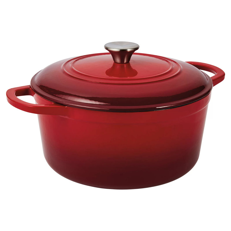 Cocotte en fonte émaillée avec couvercle, 6 pintes, Rouge