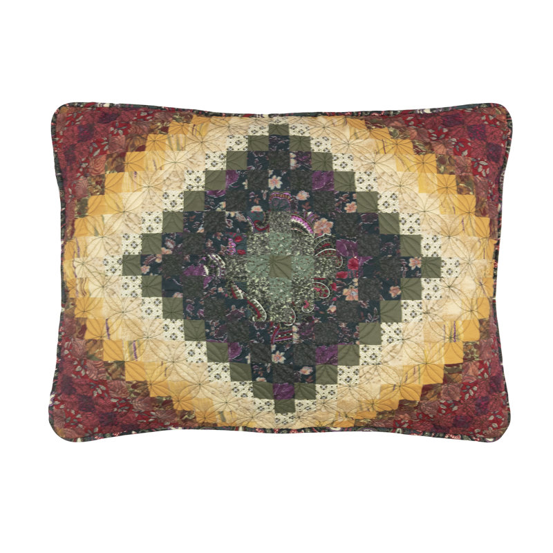 Multicolored Cotton Polyester Postage Stamp Standard Pillow Sham