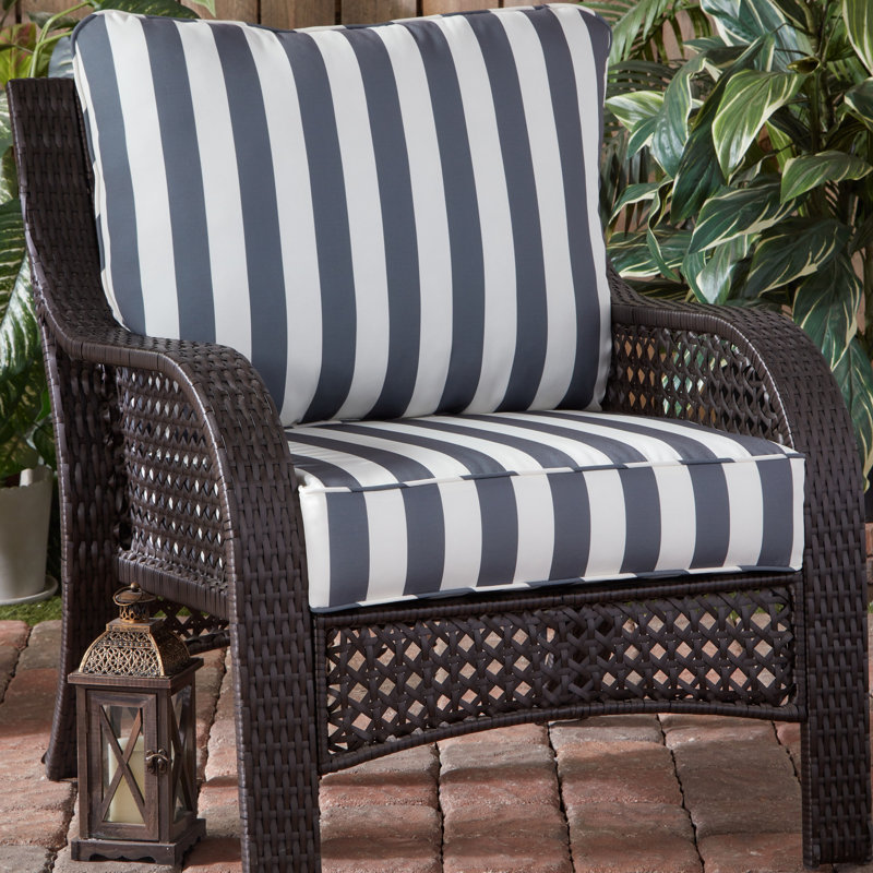 Coussin de siège pour chaise d'extérieur Lester, Toile à rayures grises
