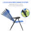 Ensemble de 2 chaises de patio pliantes, chaise bleue à dossier inclinable réglable avec appui-tête amovible pour une utilisation à l'extérieur, jardin, pelouse, cour et
