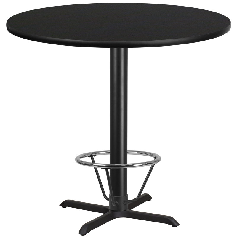 Baskin 24'' Round Laminate Table Top with 22'' x 22'' Bar Height Table Base, 43.125" H x 42" L x 42" W, Black
