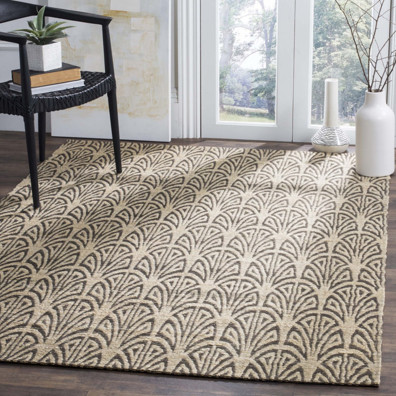 Tapis en chanvre / coton tissé à la main beige clair / gris Laumer, Rectangle 4 pi x 6 pi