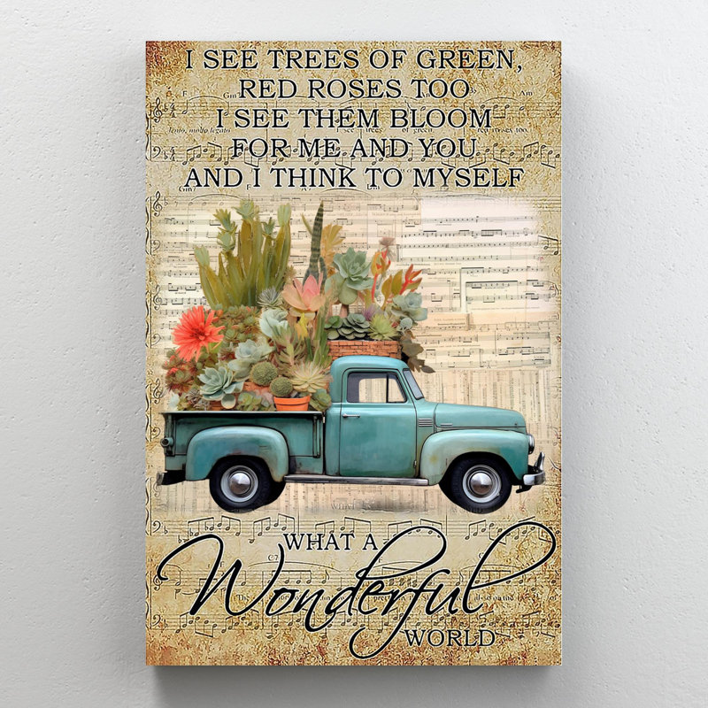 Succulent What A Wonderful World, H 20 po x l 16 po x P 1,25 po