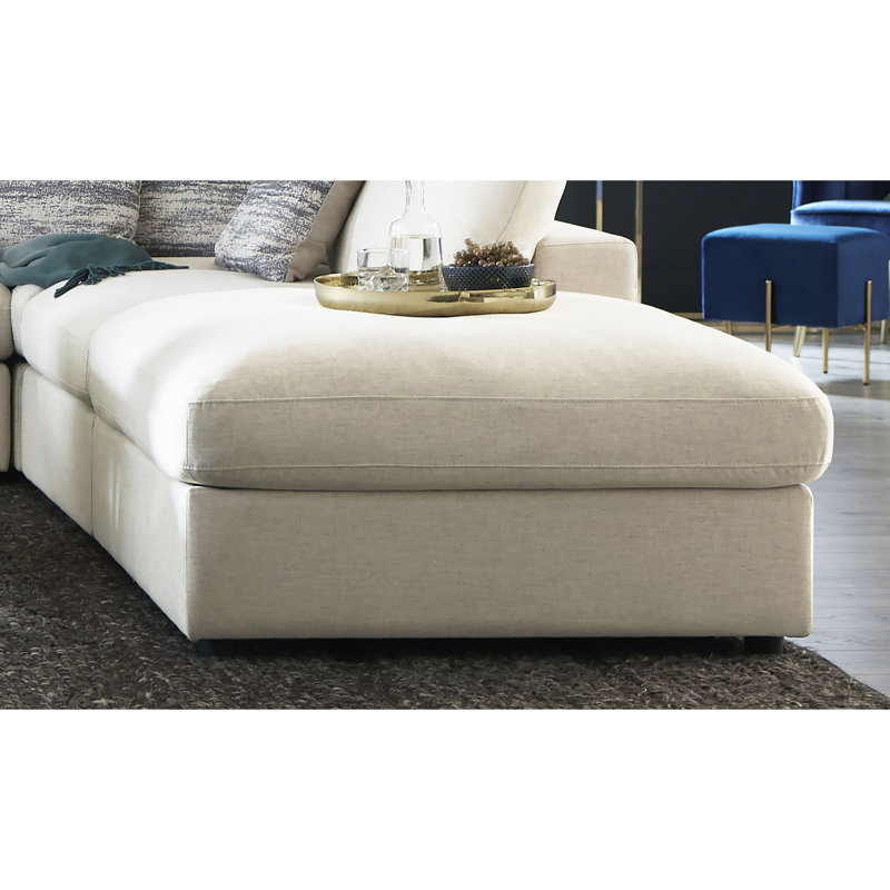 Beige Square Upholstered Ottoman