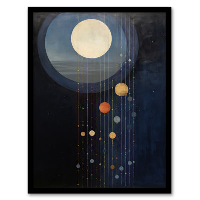 Lost In Space Dreams Planet Strings Blue Orange - Single Picture Frame Print