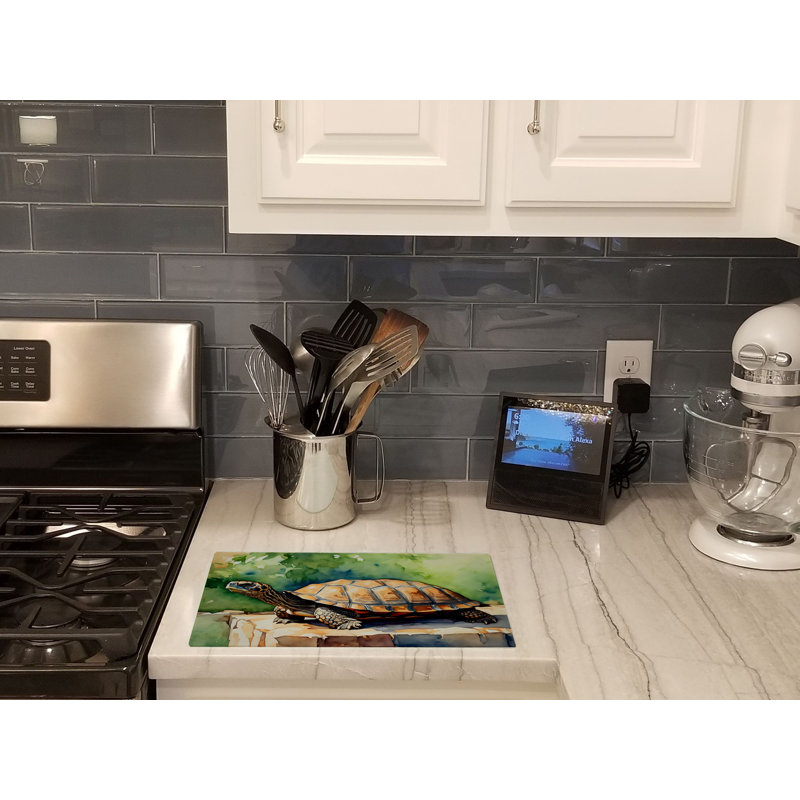 Turtles Tortoises Glass Cutting Board Large