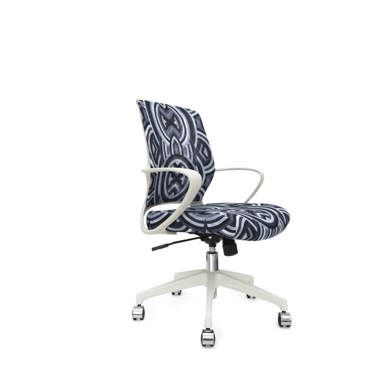 Chaise de travail à imprimé écho Gramercy Collection Elizabeth Sutton, Argent / blanc