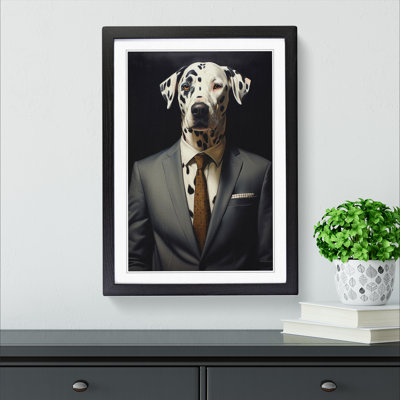 XYZ-FRM-V1223-496 Dalmation In A Suit Painting No.4 - Single Picture Frame Print on Wood