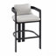 Tabouret de comptoir d'extérieur en aluminium, chaise de bar, structure noire avec coussin gris, ensemble de 4-648867438