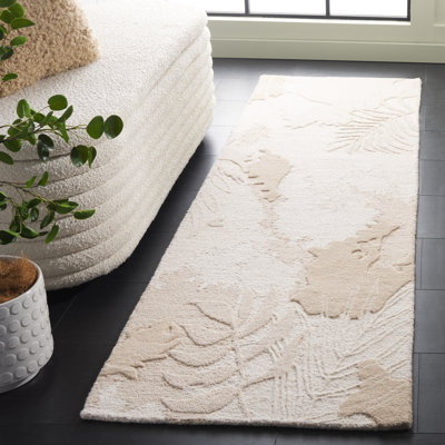 Tapis ivoire / beige en laine / coton touffeté à la main Kyiana