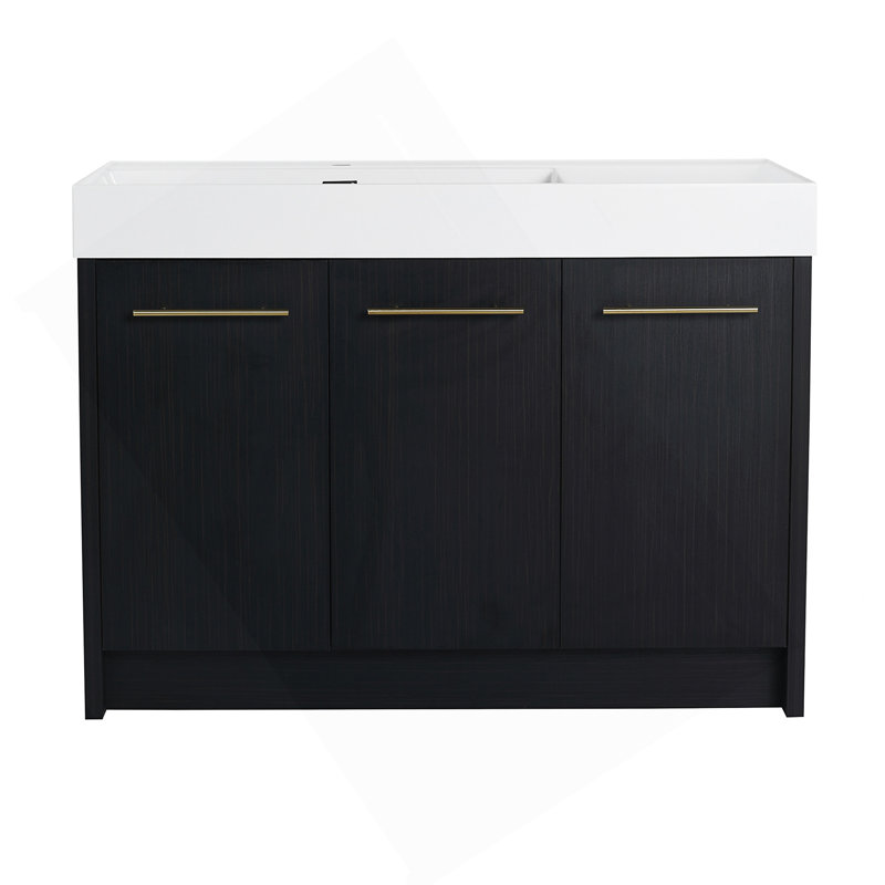 Meuble-lavabo autoportant de 48 po avec lavabo en résine et porte à fermeture douce