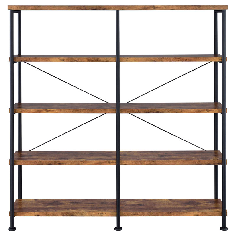 Timeless Elegance - Griselda - Bibliothèque double à 4 tablettes 63 pouces Gris Drift, Brun