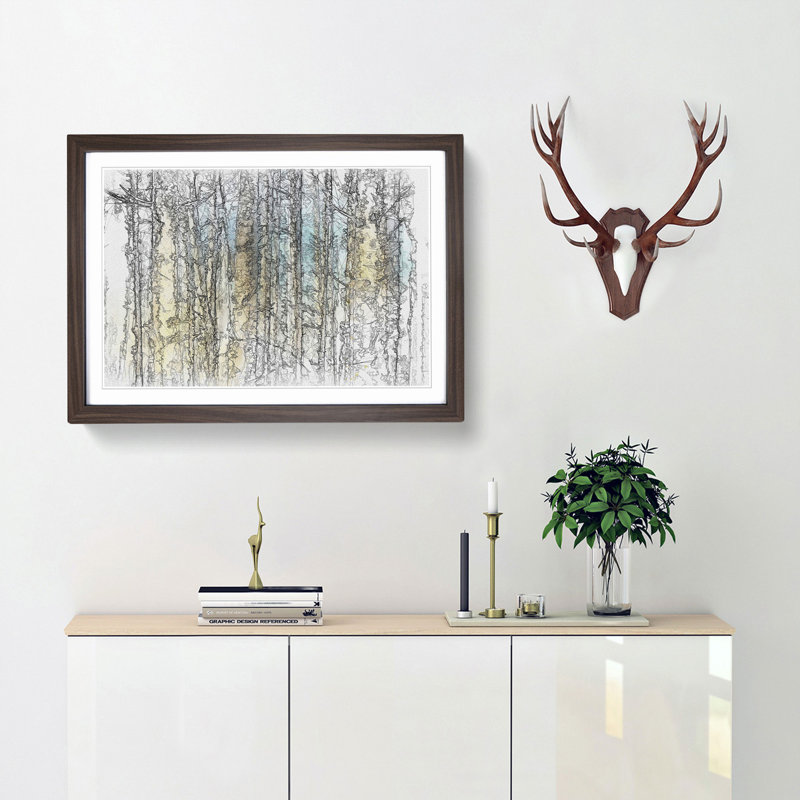 Sunlight upon the Trees in Abstract - Picture Frame Painting Print, Walnut Framed, 27cm H x 36cm W x 2cm D
