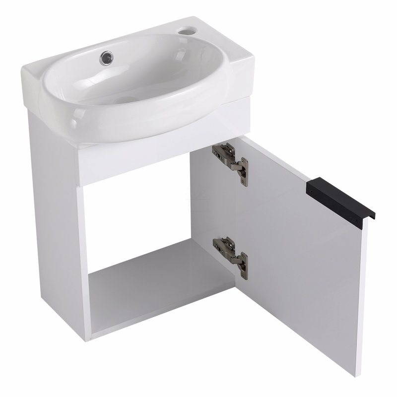 Meuble-lavabo à fermeture en douceur avec lavabo, Blanc