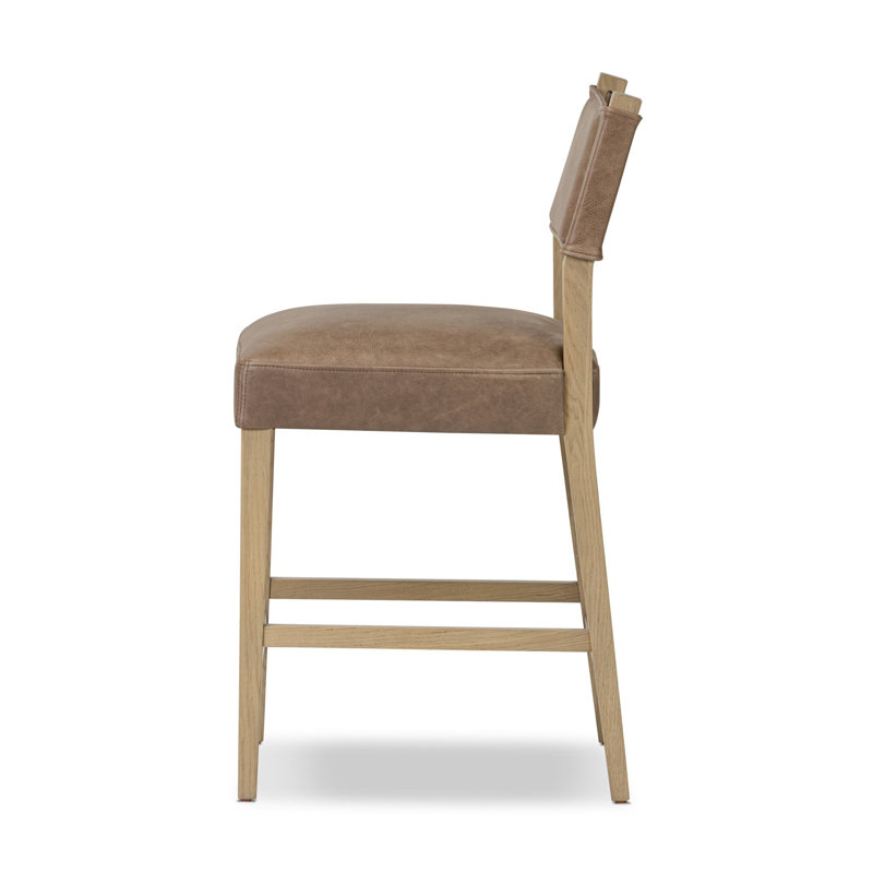 Ferris Stool, Palermo Cigar/Genuine Leather, Counter Stool (25.98" Seat Height), Light Oak