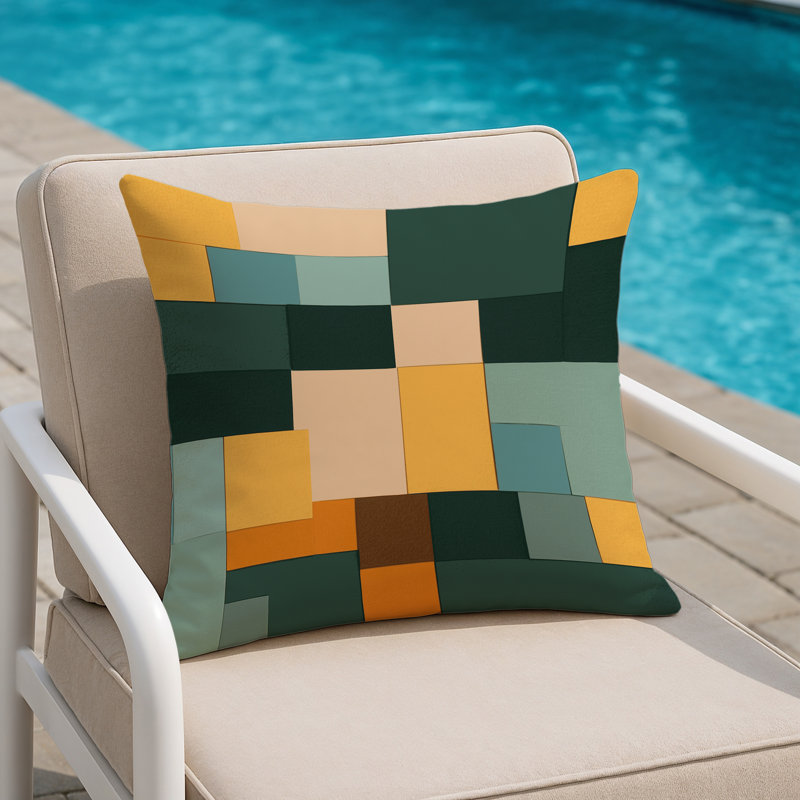 Terraformed Blocks Indoor And Outdoor Pillow, Square 16"