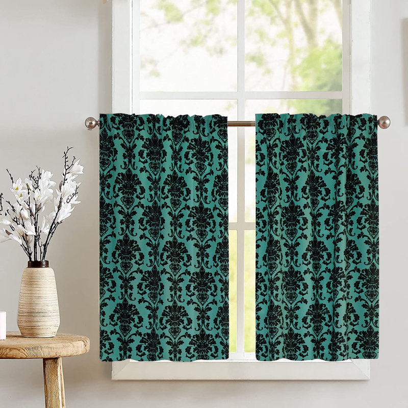 Rideaux Popeline, Vert / bleu sarcelle