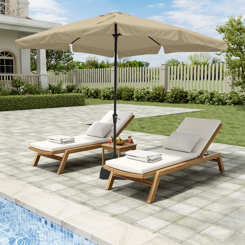 Latitude Run® 10' x 8' Patio Square Market Umbrella with Skirted Canopy With Base, Beige