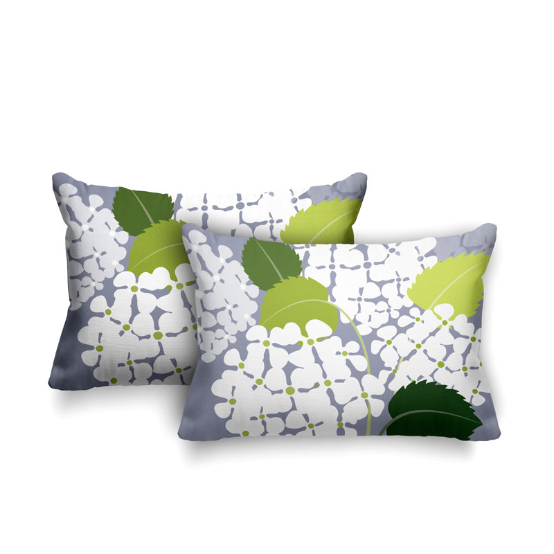 Floral Outdoor Reversible Throw Pillow, Gray