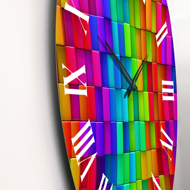 Rainbow of Abstract Colorful Blocks - Horloge murale à motifs, Moyen