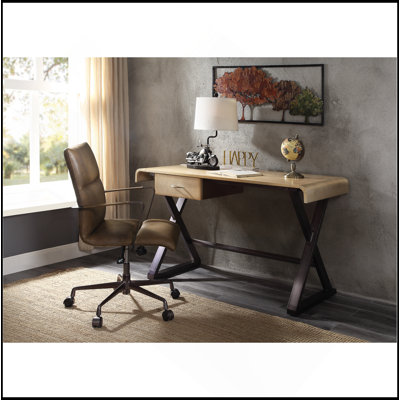 Gold Aluminum Rectangular Writing Desk
