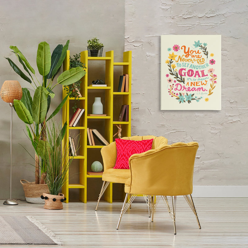 «Never Too Old Inspiring Quote», art mural sur toile par Irene Chan, H 30 po x l 24 po