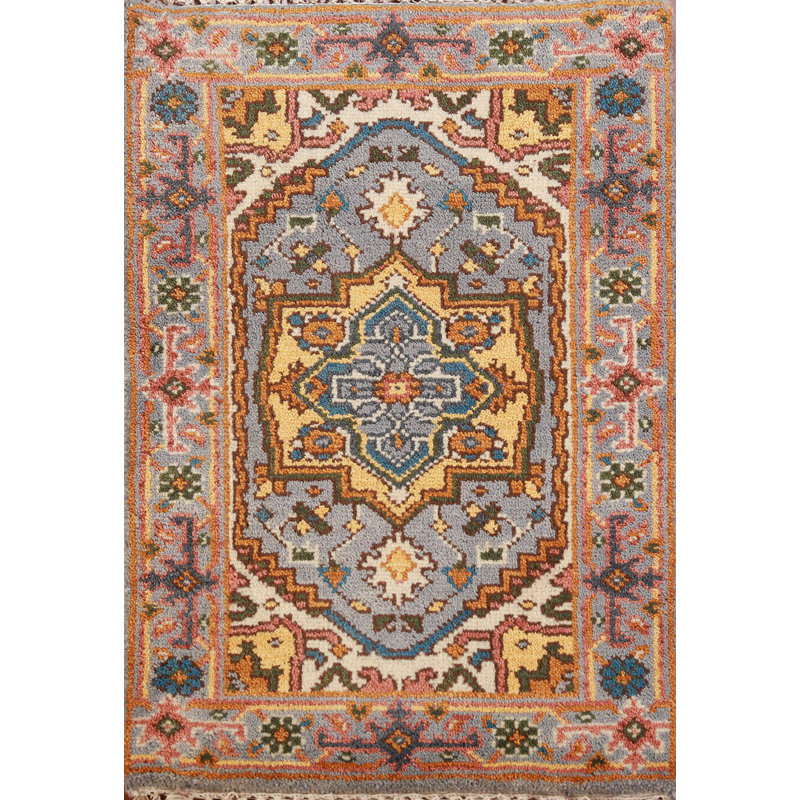 Tapis gris traditionnel en laine 2 x 3