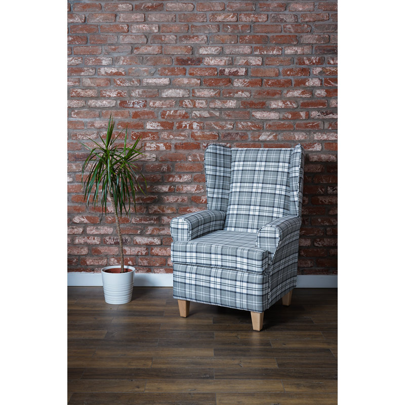 Bartee Wingback Chair, Light Grey/White