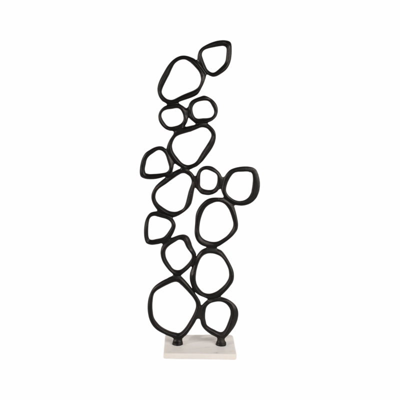 Ivy Bronx Aluminum Black Tidus Ring Statuary, 30" H x 12" W x 5" D