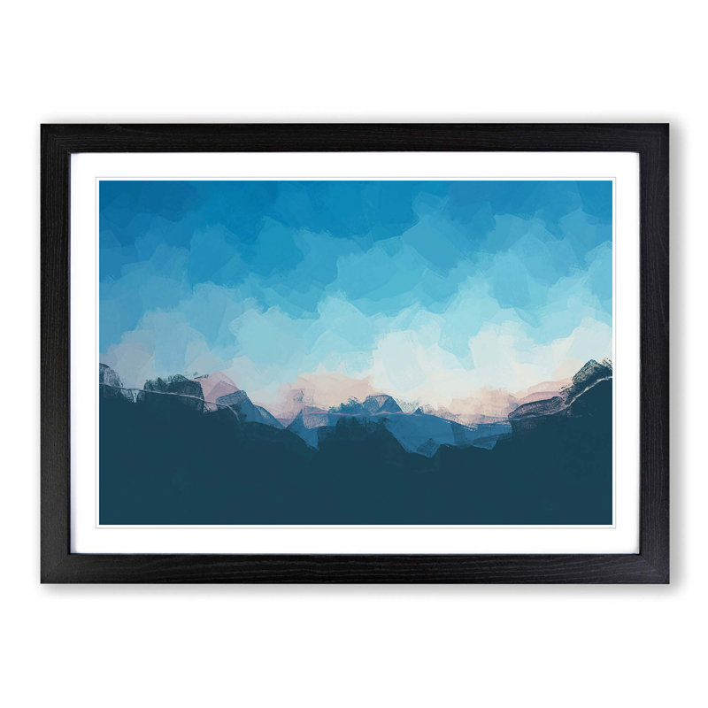 Over the Mountains in Abstract - Picture Frame Graphic Art Print, Black Framed, 62cm H x 87cm W x 2cm D