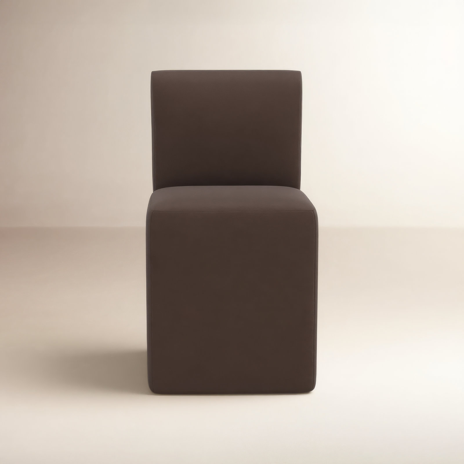 Mendy Upholstered Dining Chair with Casters, Classic Chocolate Velvet